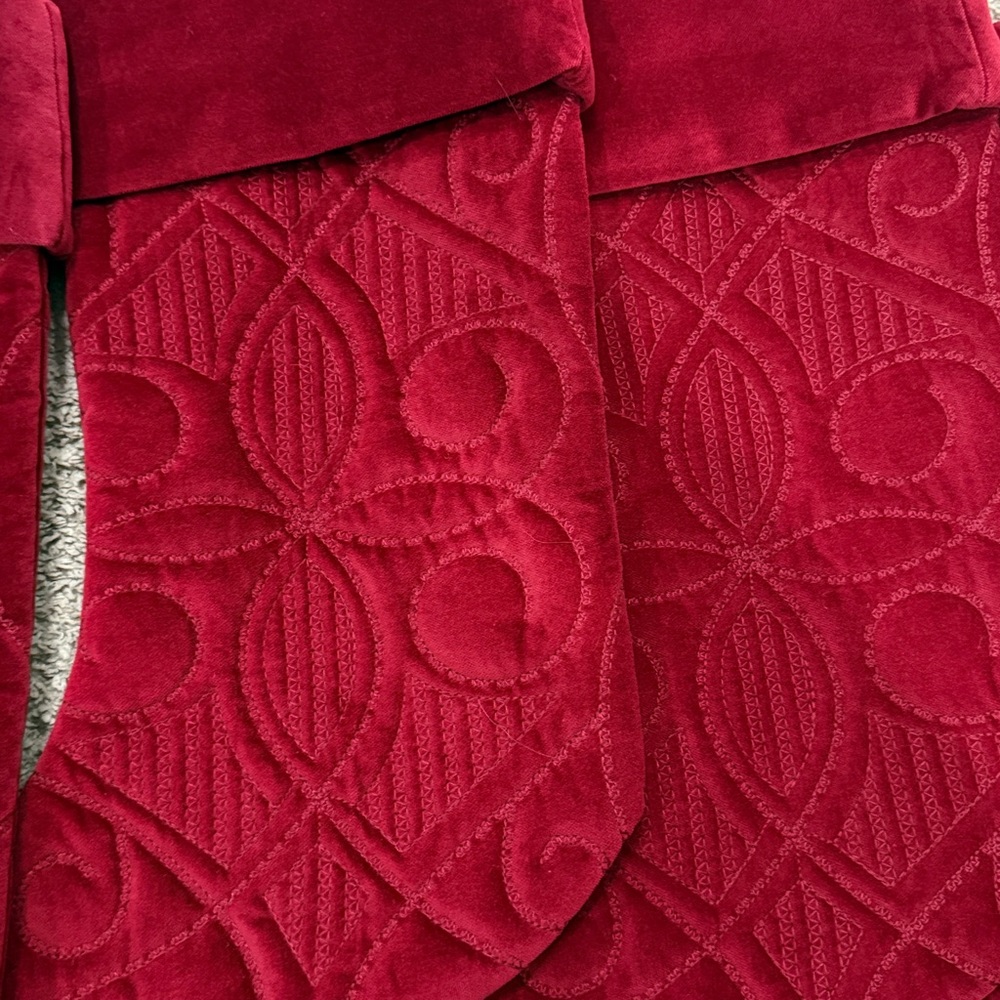 Pottery Barn Red Velvet Stockings Set (4) - Picture 2 of 2